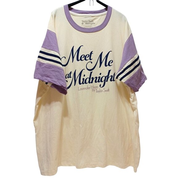 Taylor Swift Midnights Tops - Taylor Swift Meet Me at Midnight Plus Size 4XL Cream Lavender Haze Ringer Tshirt